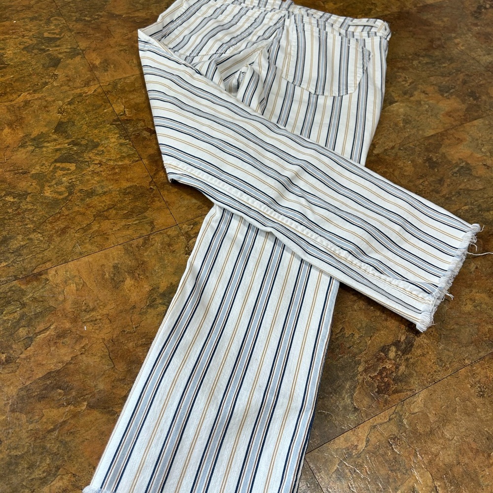 Pilcro and the Letterpress for Anthropologie Cropped Blue and Tan Striped Jeans - Picture 7 of 8